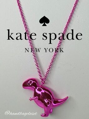 Kate Spade Metallic Reflective Hot Pink Whimsie VERY RARE T-Rex Rexy Necklace